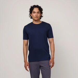 NEW Wool & Prince Mens Signature Crewneck Tee Shirt Wool Blend Navy Medium NWOT